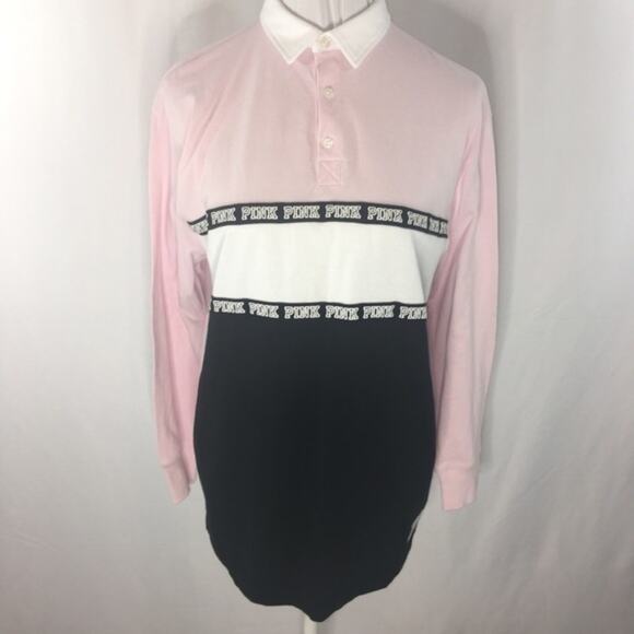 NWT VS Pink Women's Rugby Polo Shirt Long Sleeve Size Small - Picture 5 of 8